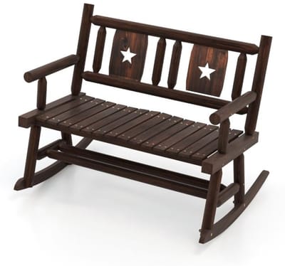 SureDeal® - Schommelbank 2-Zits - 111x85x89 cm - Gecarboniseerd Dennenhout - Rustiek Bruin - Terras & Tuin