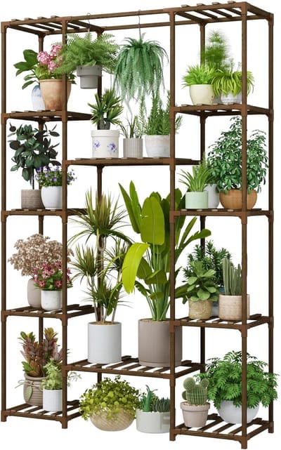62,2 inch hoge plantenstandaard, houten bloemenstandaard voor binnen en buiten, meerdere planten, woonkamer, tuin, balkon, woondecoratie