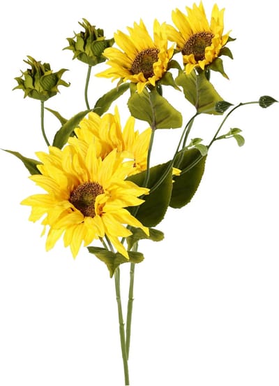 Topart Kunstbloem Zonnebloem tak - 2x - 60 cm - geel - kunst zijdebloem - decoratie bloemen