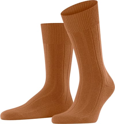 FALKE Lhasa Rib eenkleurig wol kasjmier sokken heren bruin - maat 39-42