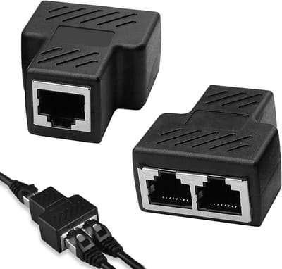 RJ45 Splitters 2-Pack - Ethernet Koppeling voor Cat5, Cat5e, Cat6, Cat7 - Plug and Play - Zwart
