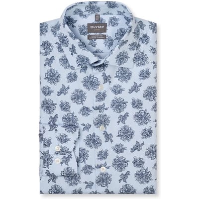 OLYMP Luxor 24/Seven Overhemd, Comfort Fit, New Kent, Bleu