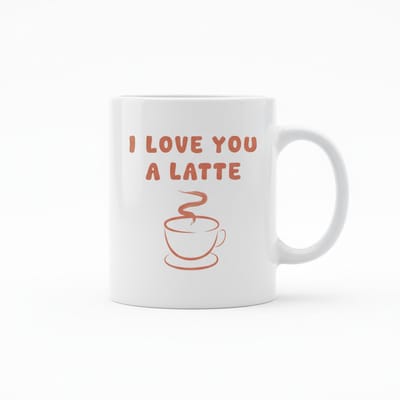 “I Love You a Latte” Mok – Lief Koffie Liefde Tekst – Witte Keramische Koffiemok 330 ml
