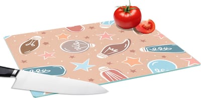 Glazen Snijplank - 39x28 - Cartoon - Pastel - Patronen - Lamp - Snijplanken Glas