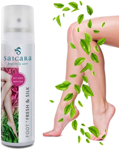 Saicara - Foot Fresh & Silk 100ml - Voeten deodorant - Voetenspray met echte zijde-extracten - Voorkomt wrijving, blaren en schuurplekken - Antibacterieel en schimmelremmend
