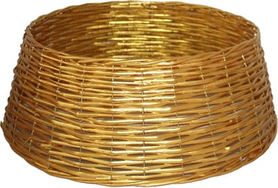 Gerim Kerstboomrok/kerstboommand - goud - gevlochten wilg - D45 cm en H20 cm - kerstboom van 180 cm