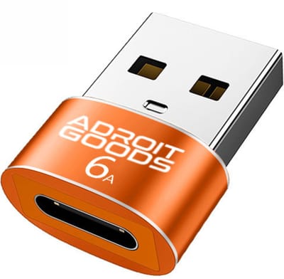 AdroitGoods USB naar Type-C Adapter – 6A Snellaad & Data-overdracht (1-pack) - USB-A Male naar USB-C female - Oranje
