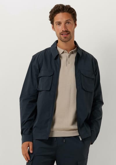 PURE PATH Shirt With Front Zipper And Chest Pockets Overshirts Heren - Donkerblauw - Maat XS