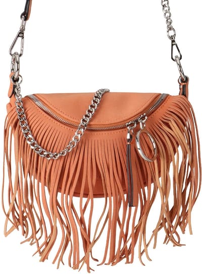 SEIDENFELT MANUFAKTUR Schoudertas Fringes Skien Crossbody Orange Oranje