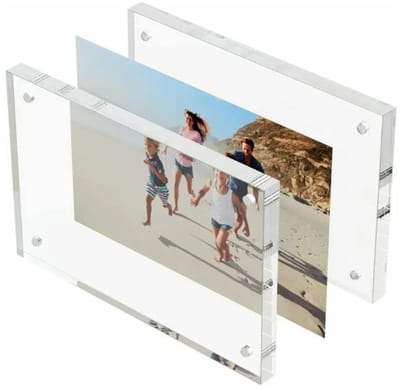 Dailygoods- Fotolijst Acryl 20x15 cm - Dubbelzijdig - Frameloos Ontwerp - Vrijstaand - Transparant - 10 mm Dikte - Acryl Lijst