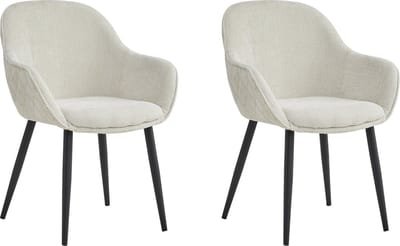 Colenis® - Metropol Eetkamerstoel - Set Van 2 - Beige - Linnen Stof - Industrieel - Met armleuning