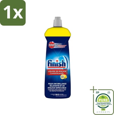 1 x Finish - Glansspoelmiddel - Citroen - Stralende glans - Tot 160 Afwasbeurten - 800 ml - Glansmiddel - Vaatwasser - Citroen - Glanzende Vaat - Snel Drogen
