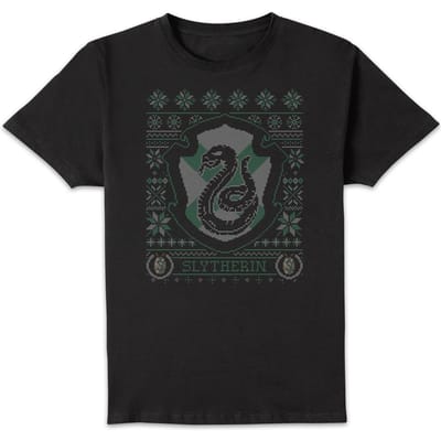 Harry Potter Slytherin Crest kerst t-shirt - Zwart - 3XL