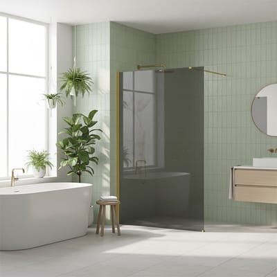 Rea Flexi Grey - Douchewand - Gouden - 100 Gehard Glas 8 mm (Grijs) - 120X100X195cm