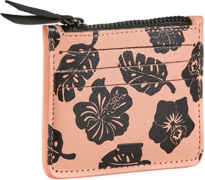 SCOTCH & SODA Leren Portemonnee Kaarthouder Printed Leather Cardholder Combo L Rood Veelkleurig