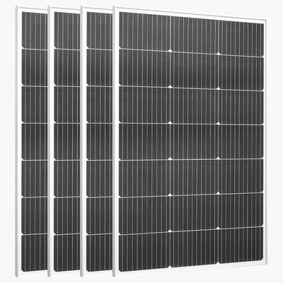 4 stuks 100 W monokristallijne zonnepanelen, 23% hoogrendement mono-PV-module met duurzame MC4-uitgang en stevig aluminium frame, IP65 waterdicht zonnepaneel voor voertuigen, boten, campers en off-grid gebruik op daken
