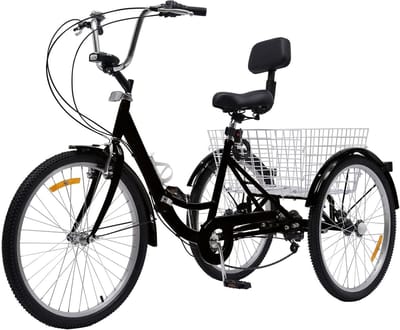 Driewieler Fiets - Volwassen Fiets - Comfortabel Fietsen - Inklapbaar Ontwerp - 24 Inch Wielen - Zwart