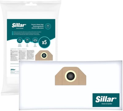 Sillar stofzuigerzakken, synthetisch, 3 lagen filtering, 5 stuks + wasbaar filter met stekker, F8, vervangers voor Karcher series A, K, WD, SE, MV, WD2, WD3