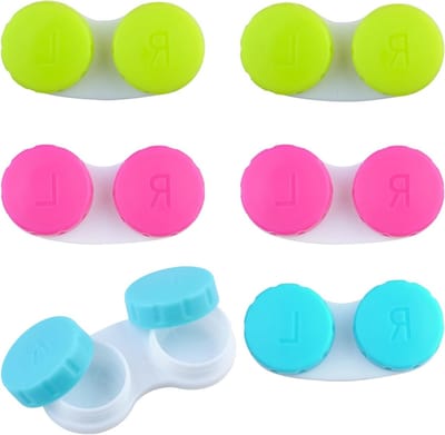 6-Pack draagbare en hygiënische contactlenshouders voor gekleurde lenzen, ideaal voor reizen en dagelijks gebruik, lekbestendig en praktisch
