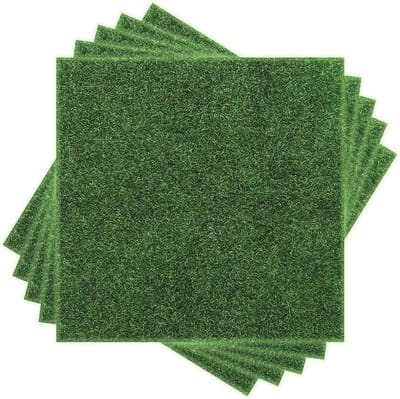 Kunstgras Mat - Decoratie Tegels - Micro Landschap DIY - Wasbaar Veilig Materiaal - 30x30 cm 5 Stuks - Groen