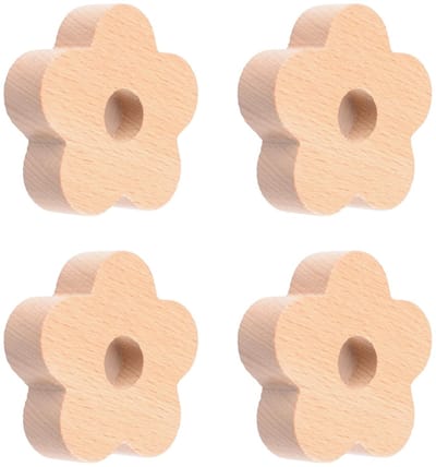 Dailygoods- Kastknoppen Bloemvormig - Houten Handgrepen - Deurknopjes - Meubelknoppen - Kastknoppen Kinderkamer - Afmeting 61x61mm