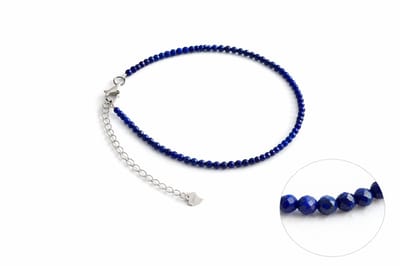 Lapis Lazuli Armband 2 mm – 925 Zilveren Slot – Verstelbaar 17-20 cm – Facet Geslepen Edelsteen Armband