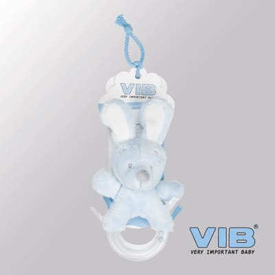 VIB® - Rammelaar Konijn - Blauw - Babykleertjes - Baby cadeau - zwangerschap aankondiging - geboorte cadeau