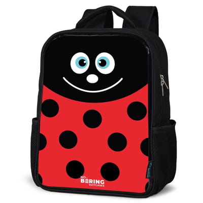 NoBoringSuitcases.com® - Rugzak zwart - Schooltas jongen & meisje - Dierenportret rood lieveheersbeestje - Rugtas voor school - Boekentas kind - Schoolrugzak - Kinderrugzak