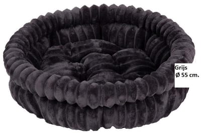 Unit 24-Hondenmand- Ronde hondenmand gemaakt van zachte ribstof-Met anti slip-Doorsnee ca. 55 cm. Grijs