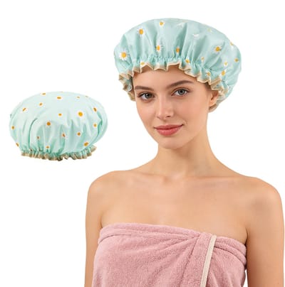 Douchemuts - 27 cm diameter - Geschikt voor een hoofdomtrek van 54 cm. Dubbellaagse waterdichte douchemuts voor thuisgebruik - badmuts - haarkapje - hoofdbedekking - oliebestendige muts voor in de keuken - EVA douchemuts - haardroogmuts - slaapmuts