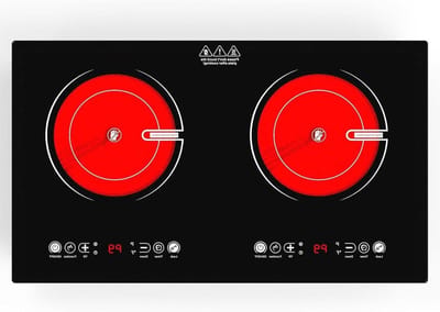 Keramische Kookplaat - Elektrische Kookplaat Dubbel - Snel Koken Twee Gerechten - 9 Warmtestanden Touch Control - 220V 3520W - Zwart