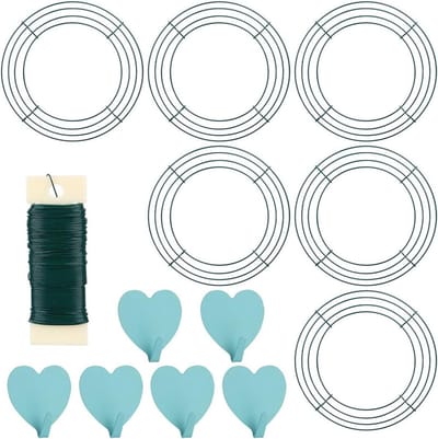 Draadkrans Set - Krans Frames - Kransen Maken - Met Haken en Draad - 6 Stuks 10 Inch - Groen