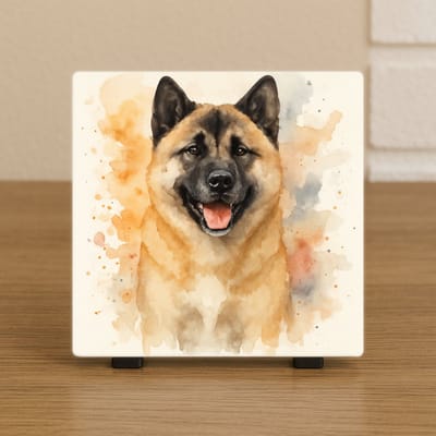 Wenstegel Akita Hond – Aquarel Portret & Wanddecoratie – Trendy Nu –Decoratie – Zomaar - Hondenportret