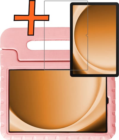 Hoesje - Geschikt voor Samsung Galaxy Tab A9 Plus - Met Screenprotector - Kinderhoes Shockproof Bumper - Kidsproof Case - Tablet Hoes - Kinder Hoes Cover - Zalm