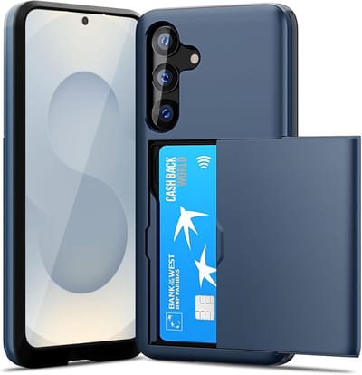 Hoesje Geschikt voor Samsung Galaxy S25 Plus / S24 Plus Hoesje Navy - shockproof Backcover met pasjeshouder - Ruimte voor 2 pasjes