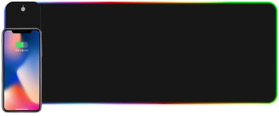 NAXSIR Muismat XXL - Gaming muismat met RGB Verlichting & Draadloos Opladen (80x30 cm) – Antislip Rubb