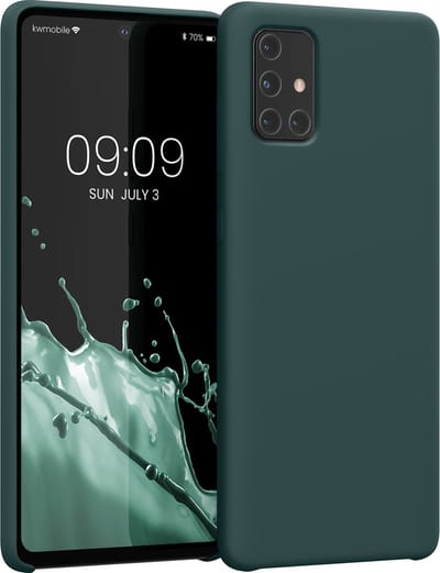 kwmobile telefoonhoesje geschikt voor Samsung Galaxy A71 - Hoesje met siliconen coating - Smartphone case in blauwgroen