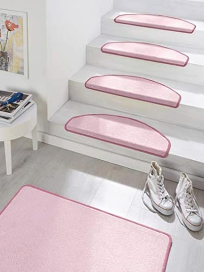 Trapmatten Veiligheid – Zelfklevend Halfrond Traptapijt in Roze – 15 Stuks van 23 x 65 cm