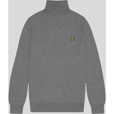 Lyle & Scott Cotton merino turtleneck jumper - mid grey marl