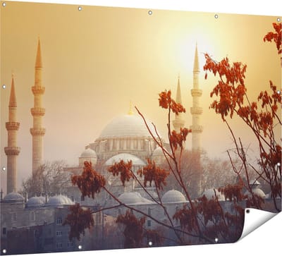 Gards Tuinposter Suleymaniye Moskee in Istanbul - 160x120 cm - Tuindoek - Tuindecoratie - Wanddecoratie buiten - Tuinschilderij