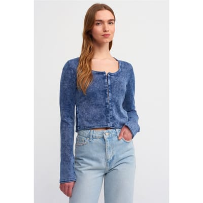 Katoenen Geribde Crop Cardigan