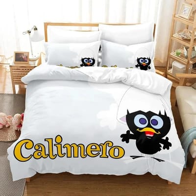 3D Anime Schattige Calimero Beddengoedset Dekbedovertrek Bedset Dekbedovertrek Kussensloop Dekbed King Queen Size Jongens Volwassenen Beddengoedset EU King 240x220cm