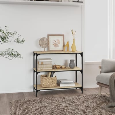 vidaXL - Boekenkast - 80x33x70,5 - cm - hout - en - staal - sonoma - eikenkleur