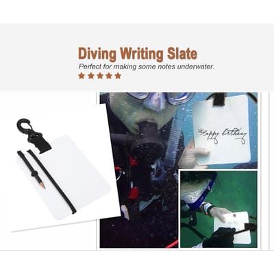 Tablette d'écriture sous-marine avec clip pivotant et crayon pour sports nautiques plongée natation gray