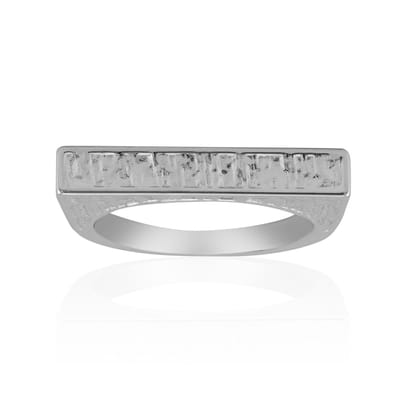Cavill - 925 Sterling Zilver Geplatineerd Ring - Brede Natuurlijke Zirkonia - MONOSONO - Modern Elegant Minimalistisch - Dames