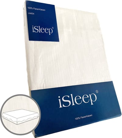 iSleep Flanel Laken - 100% Flanel Katoen - Eenpersoons - 160x270 cm - Licht Beige