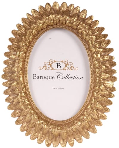 Baroque - Fotolijst - Fotolijst 10x15 cm - Goud - Resin - Ovaal - Staand - 22x17x2 - Polyresin