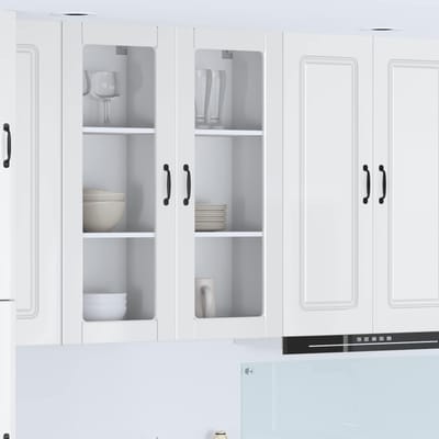 vidaXL - Wandglas - Kasten - PORTO - Hoogglans - wit - 40 - x - 31 - x - 100 - cm
