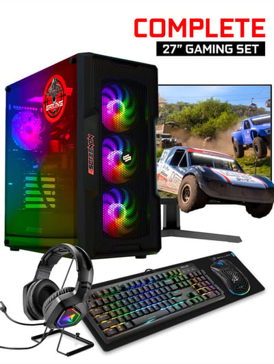 ScreenON - Gaming Set - X52184 - V2 (GamePC.X52184 + 27 Inch Monitor + Toetsenbord + Muis)