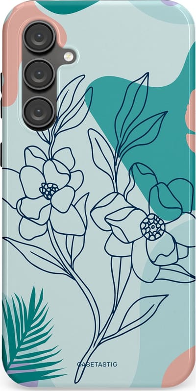 Casetastic Hoesje Geschikt voor Samsung S23 FE - Stijlvolle Beschermende Duo-layer Case - Zeegroen Bloemenfestijn